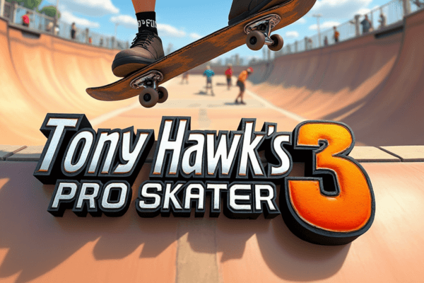 Arte promocional mostrando o Tony Hawk em pleno movimento.